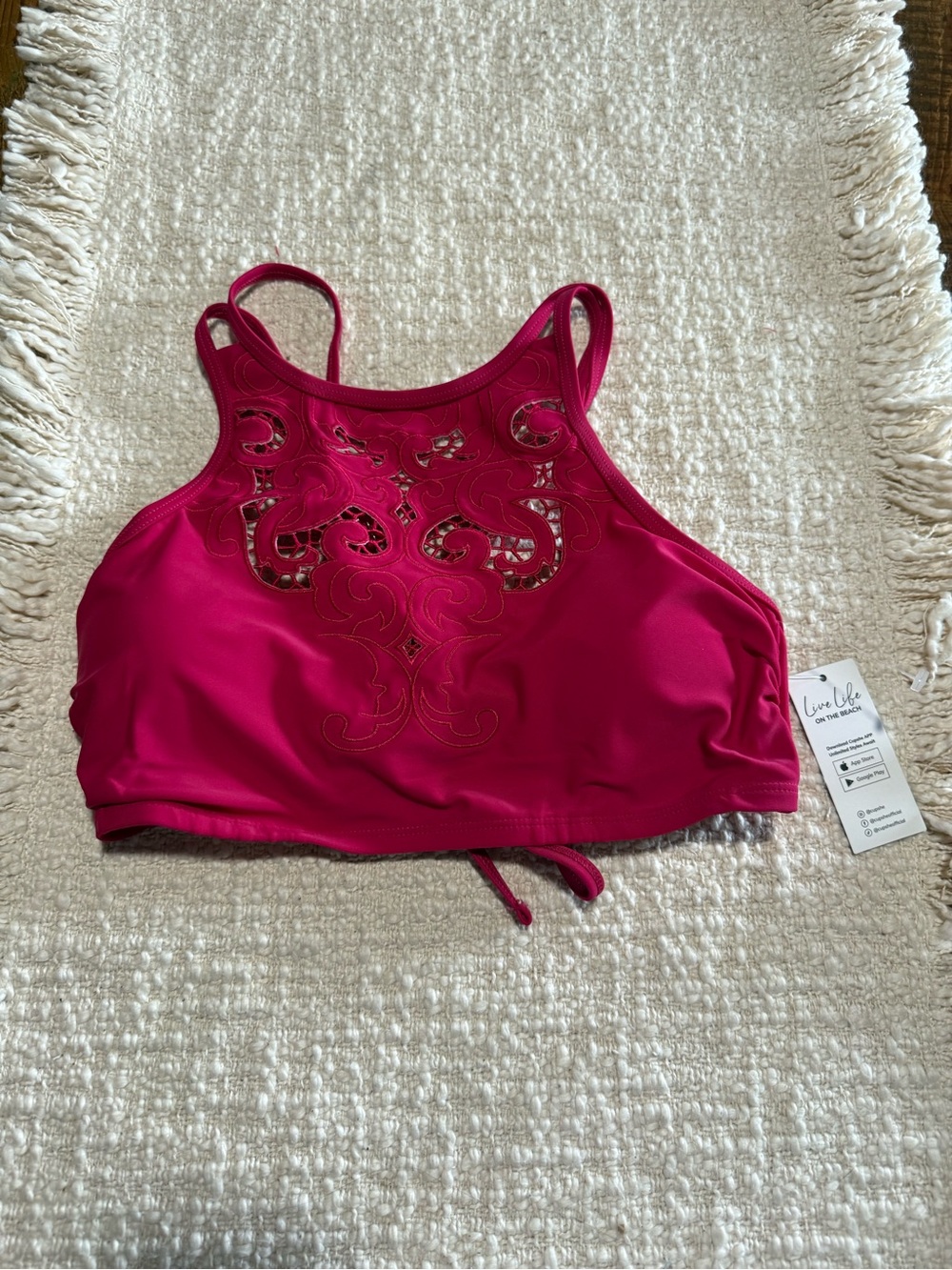CUPSHE live Life On The Beach Cut Out Pink Strappy Padded Swim Top NWT M
